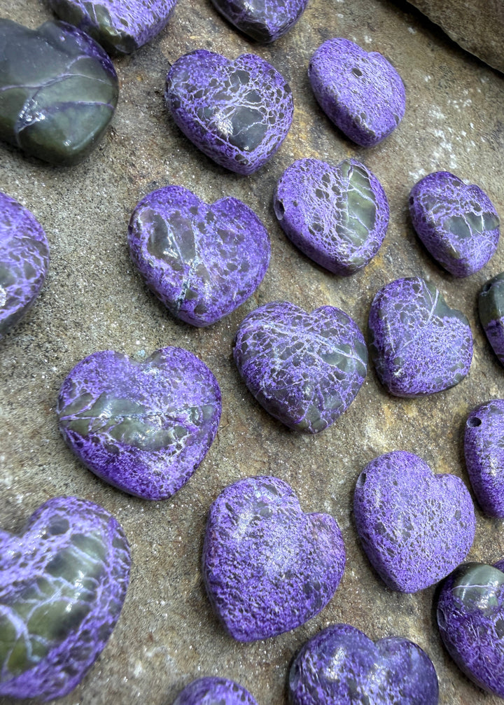 Stichite/Atlantisite (Australia) Heart Shaped Focal Beads