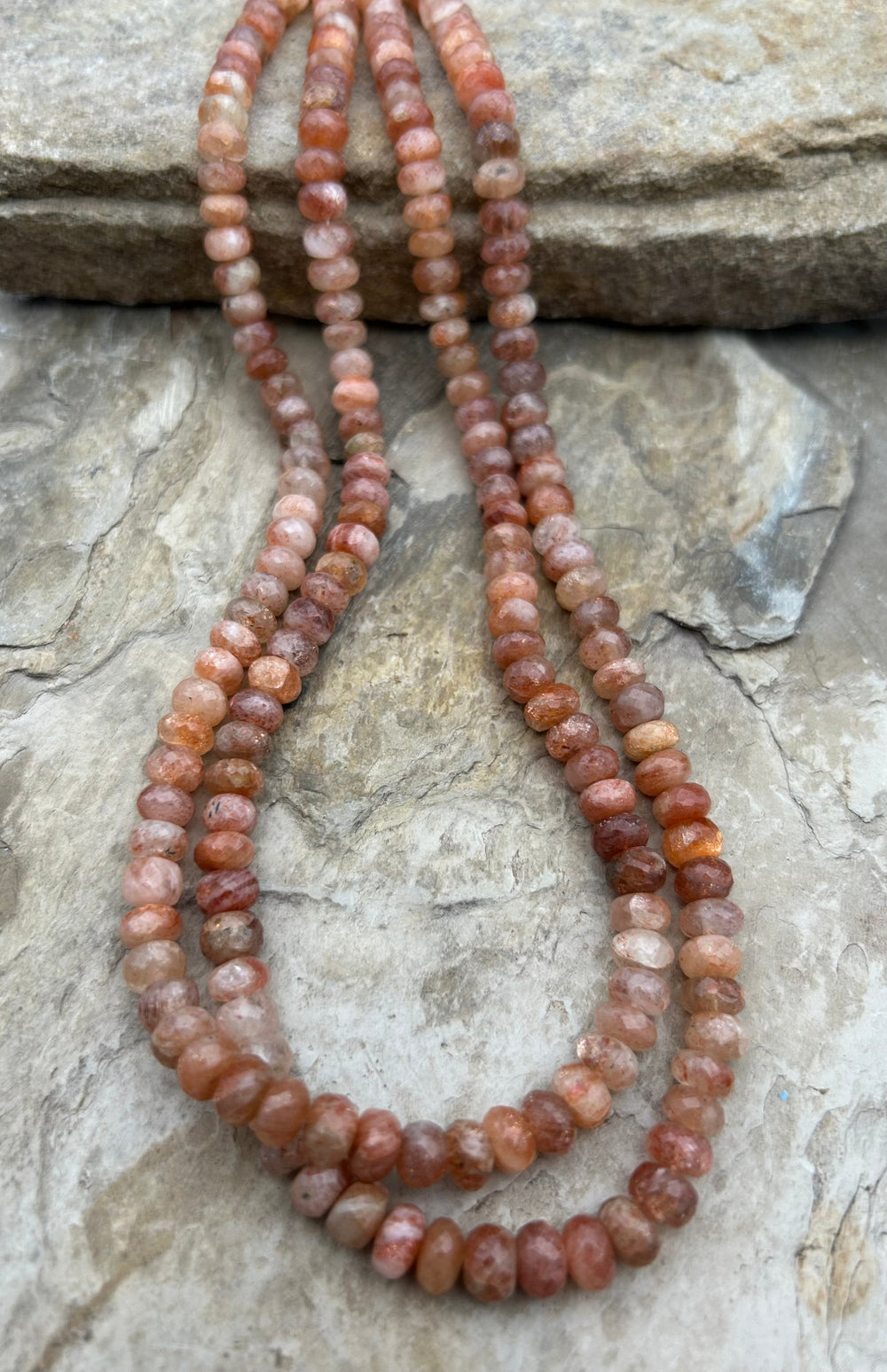 Sunstone Faceted Rondelle Beads 8mm 18 Inch Strand - Pink