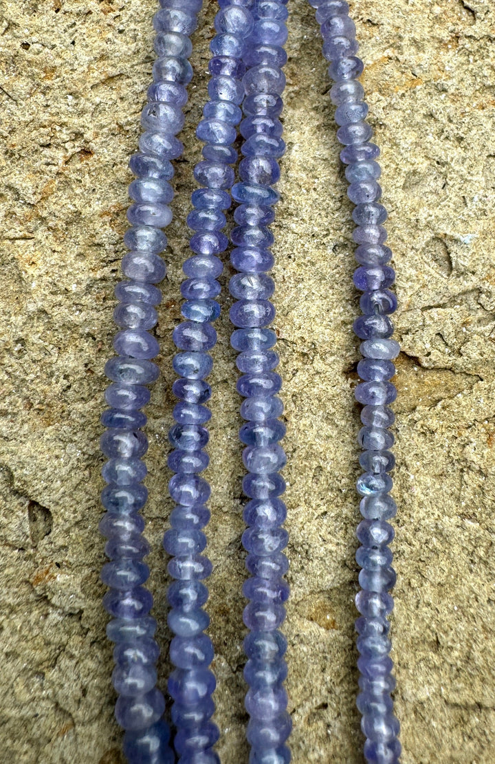 Tanzanite 3mm Smooth Rondelle Beads 16 inch Strand