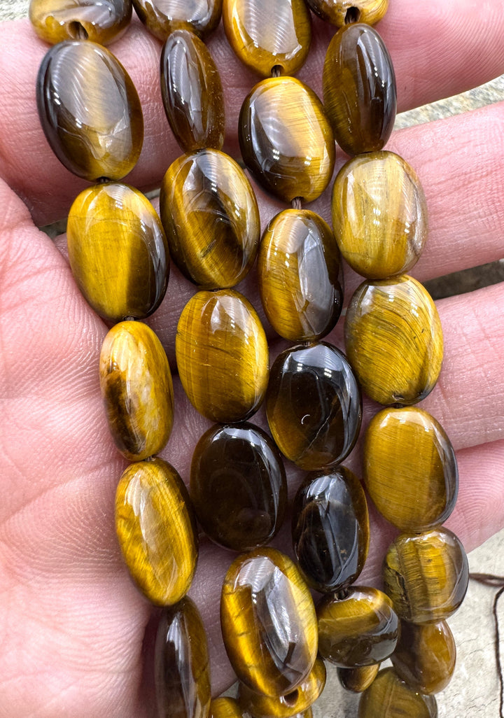 Tiger Eye 10x14mm Oval Beads 16 inch Strand - Tiger Eye