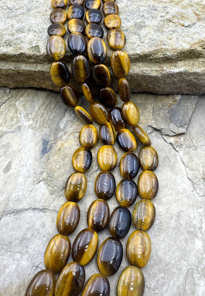 Tiger Eye 10x14mm Oval Beads 16 inch Strand - Tiger Eye