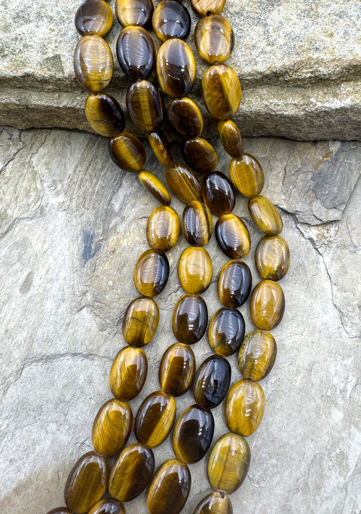 Tiger Eye 10x14mm Oval Beads 16 inch Strand - Tiger Eye