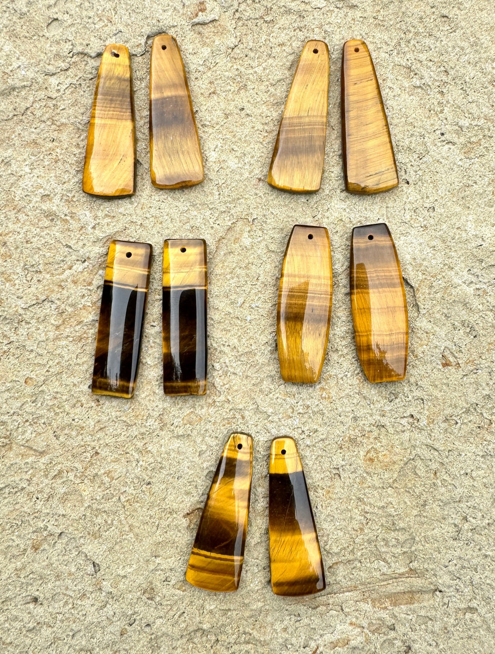 Tiger Eye Earring Slab Bead Pairs (Select one Pair) - Tiger