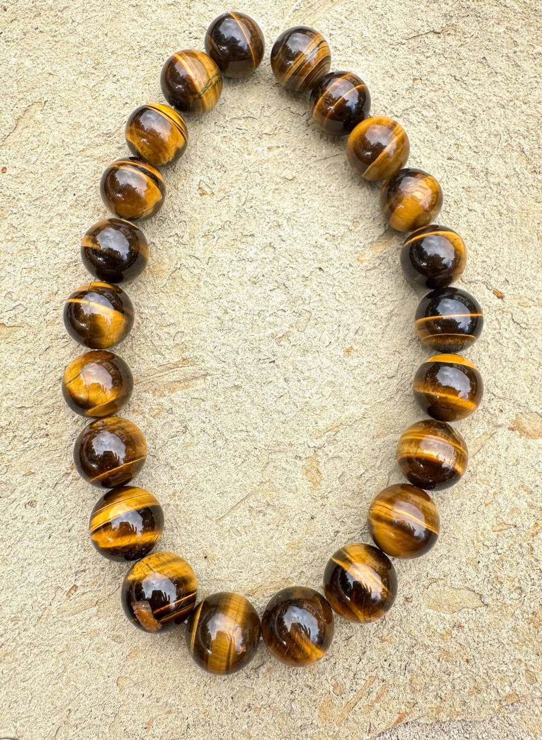 Tiger’s Eye BIG 18mm Round Bead Strand 16 Inch Strand