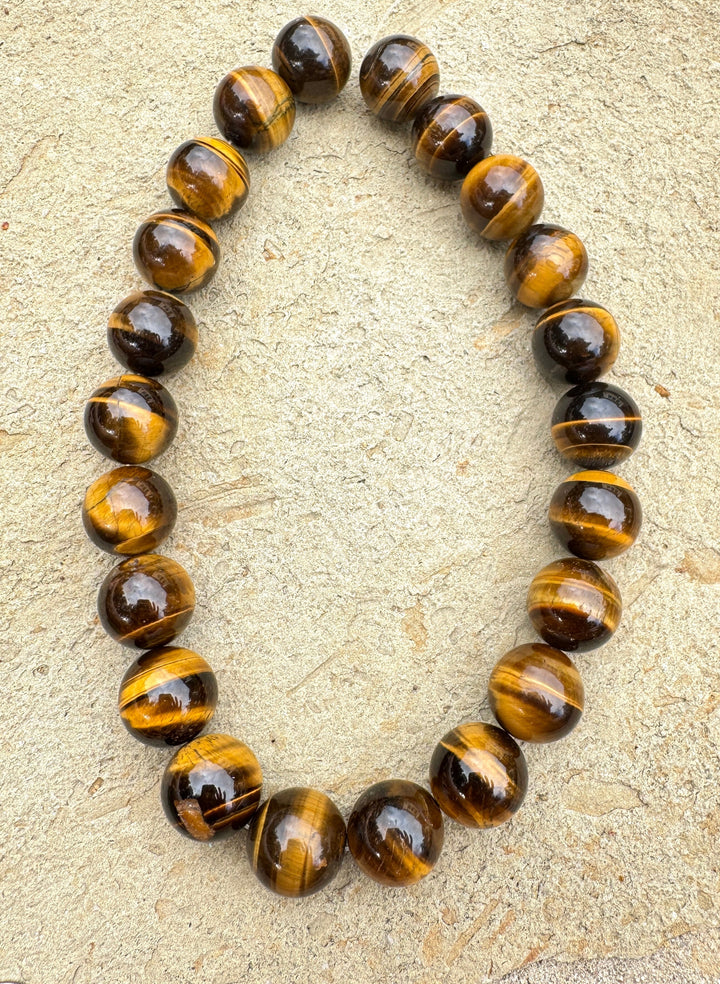 Tiger’s Eye BIG 18mm Round Bead Strand 16 Inch Strand