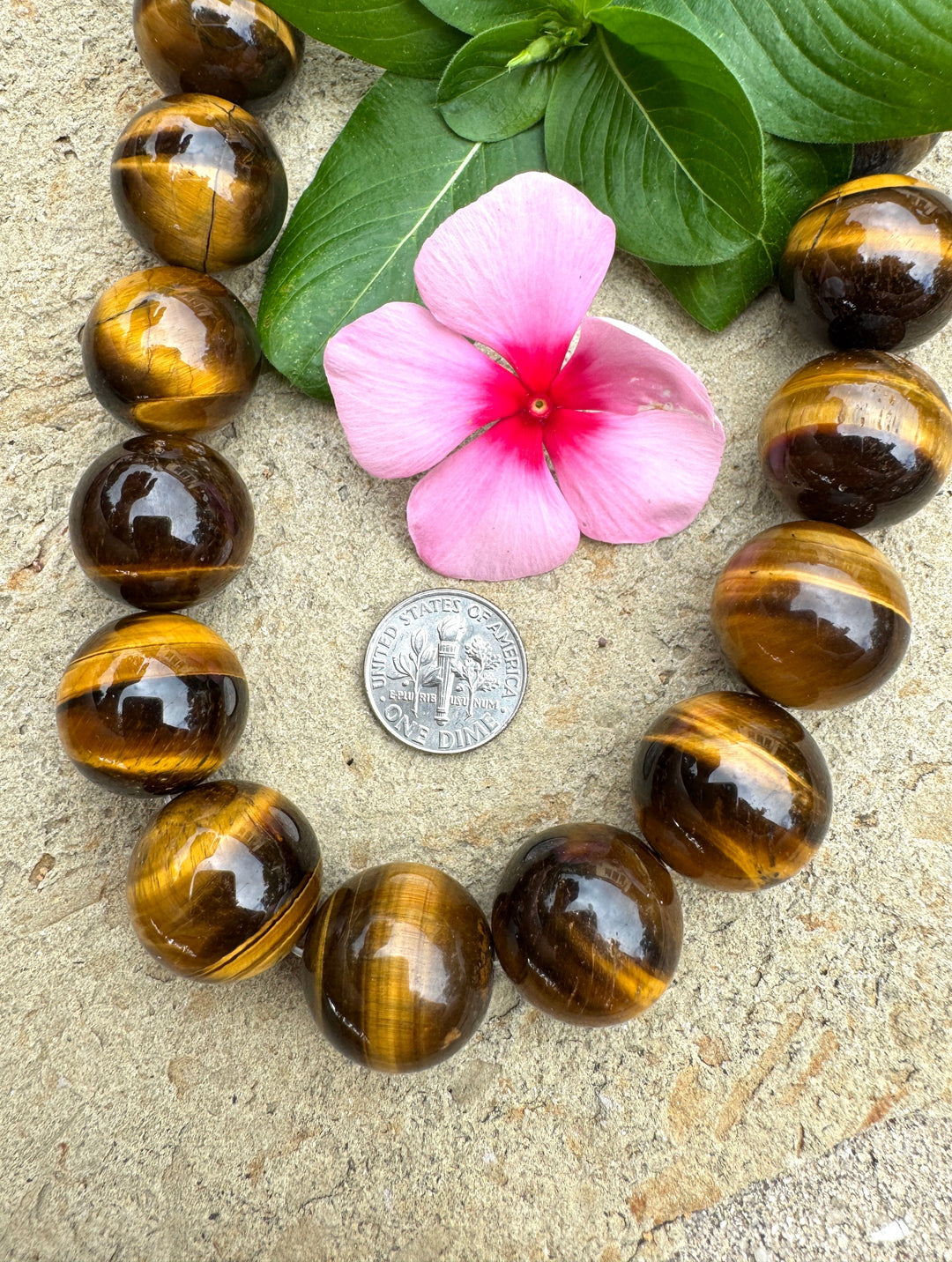 Tiger’s Eye BIG 18mm Round Bead Strand 16 Inch Strand