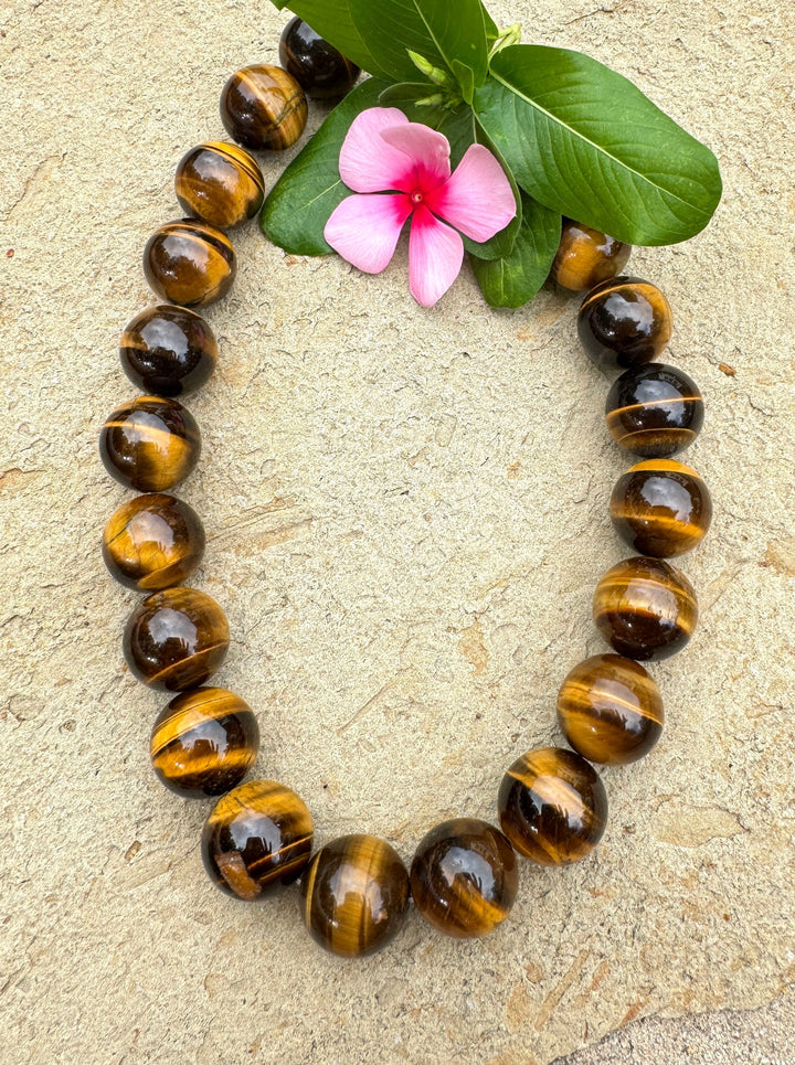 Tiger’s Eye BIG 18mm Round Bead Strand 16 Inch Strand