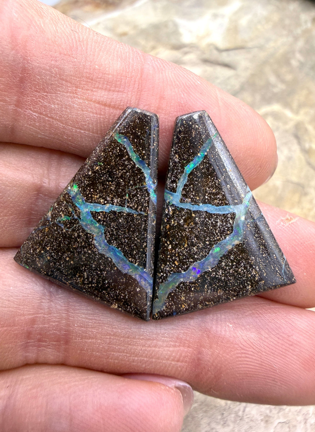 Top Quality Boulder Opal (Australia) Cabochon Matched Pair