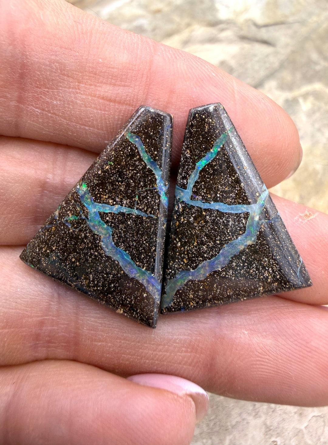 Top Quality Boulder Opal (Australia) Cabochon Matched Pair