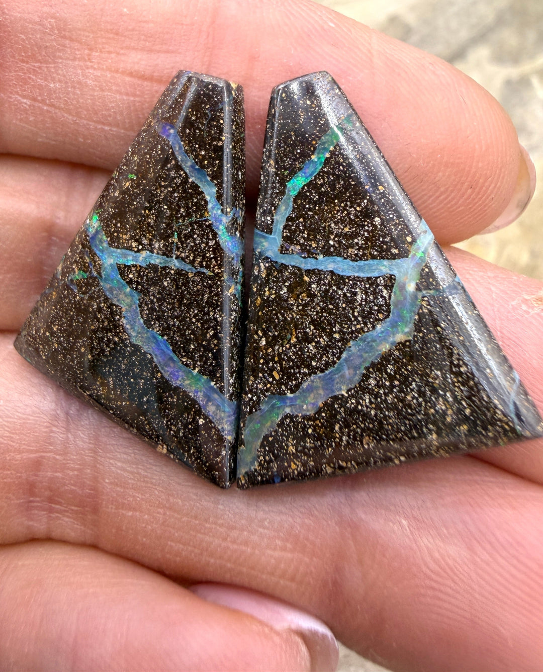 Top Quality Boulder Opal (Australia) Cabochon Matched Pair