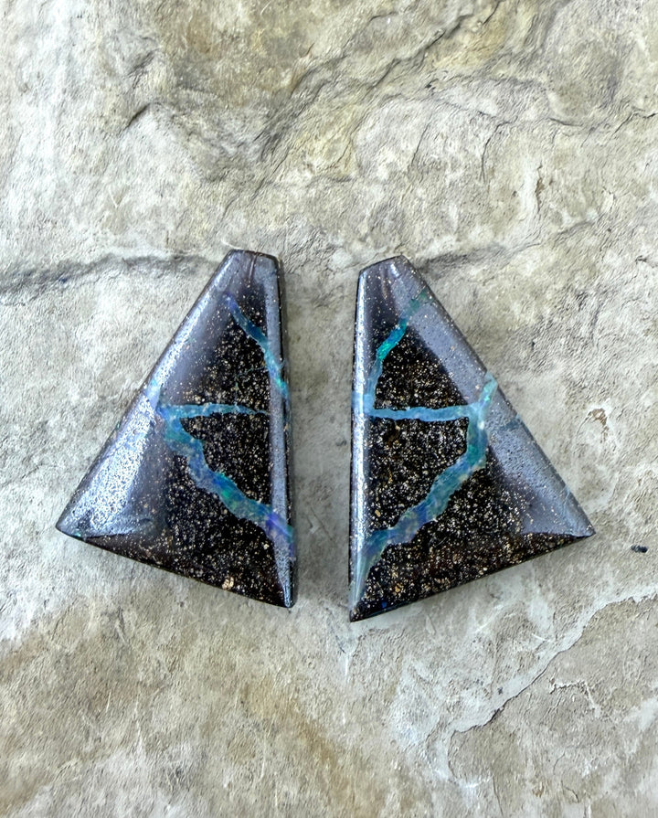 Top Quality Boulder Opal (Australia) Cabochon Matched Pair