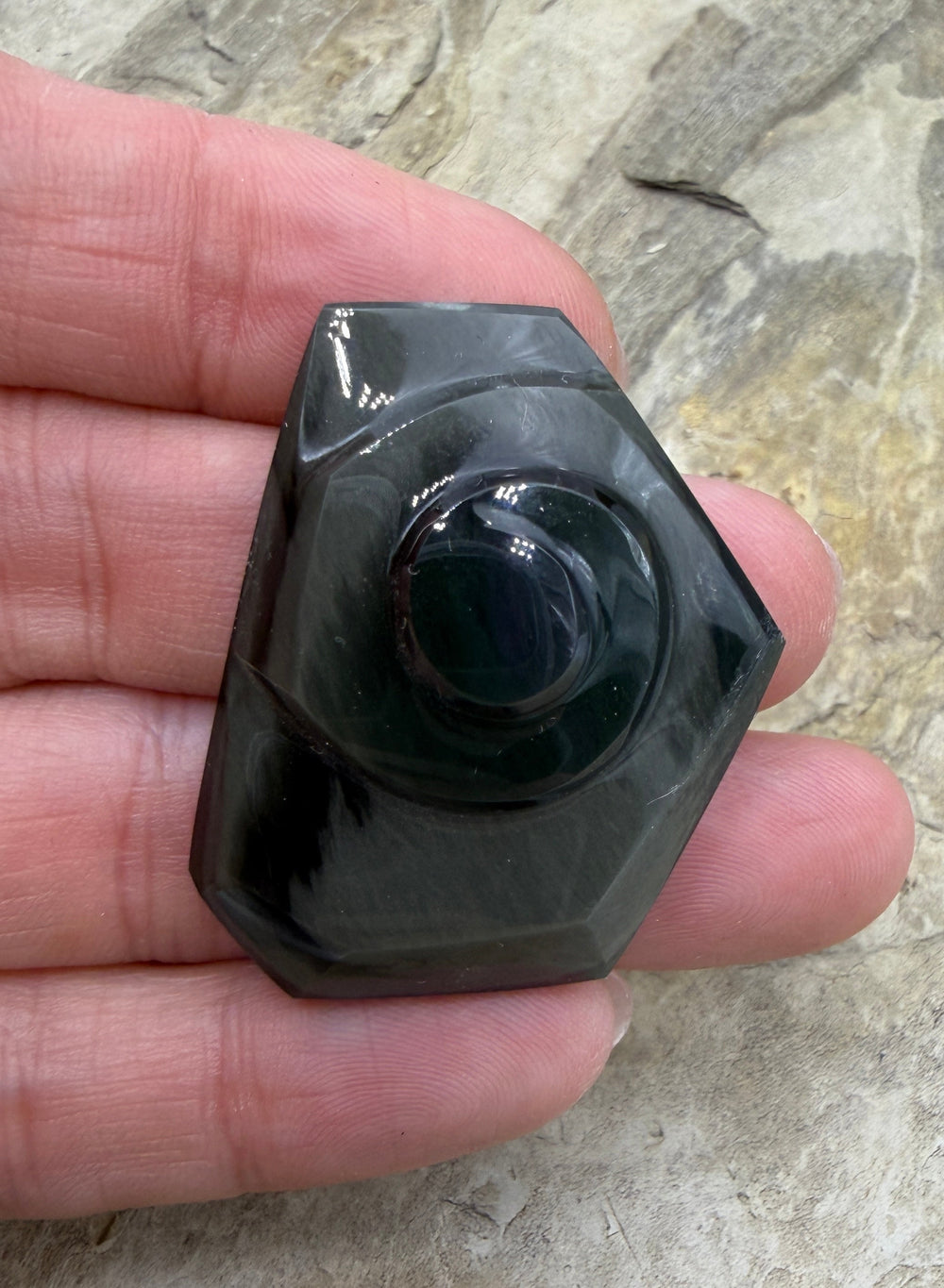 Top Quality Carved Obsidian Cabochon 30x38mm - Obsidian