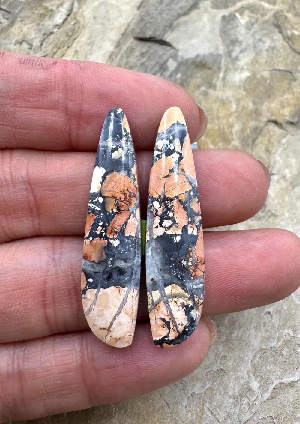 Top Quality Maligano Jasper Cabochon Pair 11x40mm Select