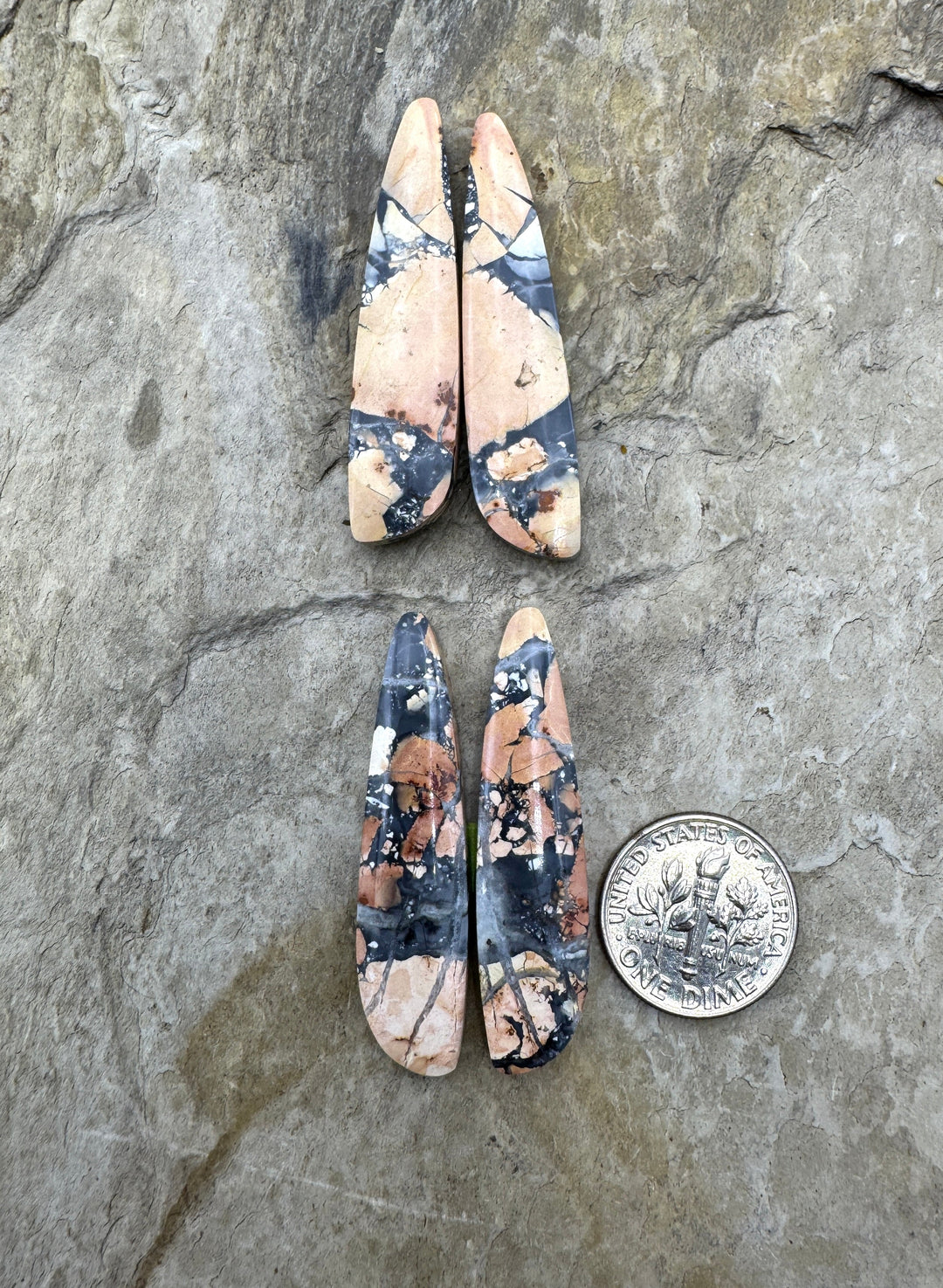 Top Quality Maligano Jasper Cabochon Pair 11x40mm Select