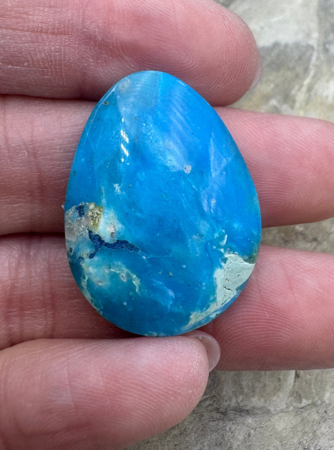 Top Quality Peruvian Blue Opal Designer Cabochon 22x31mm