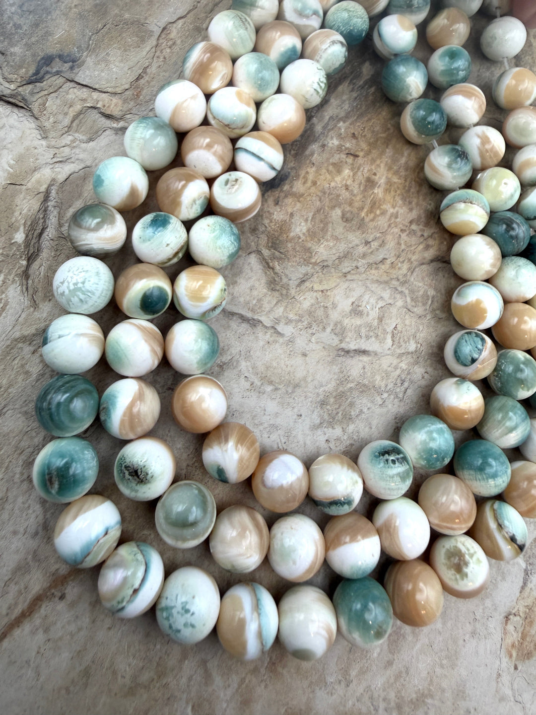 Turbo Marmoratus Shell 10mm Beads ONE 16 Inch Strand