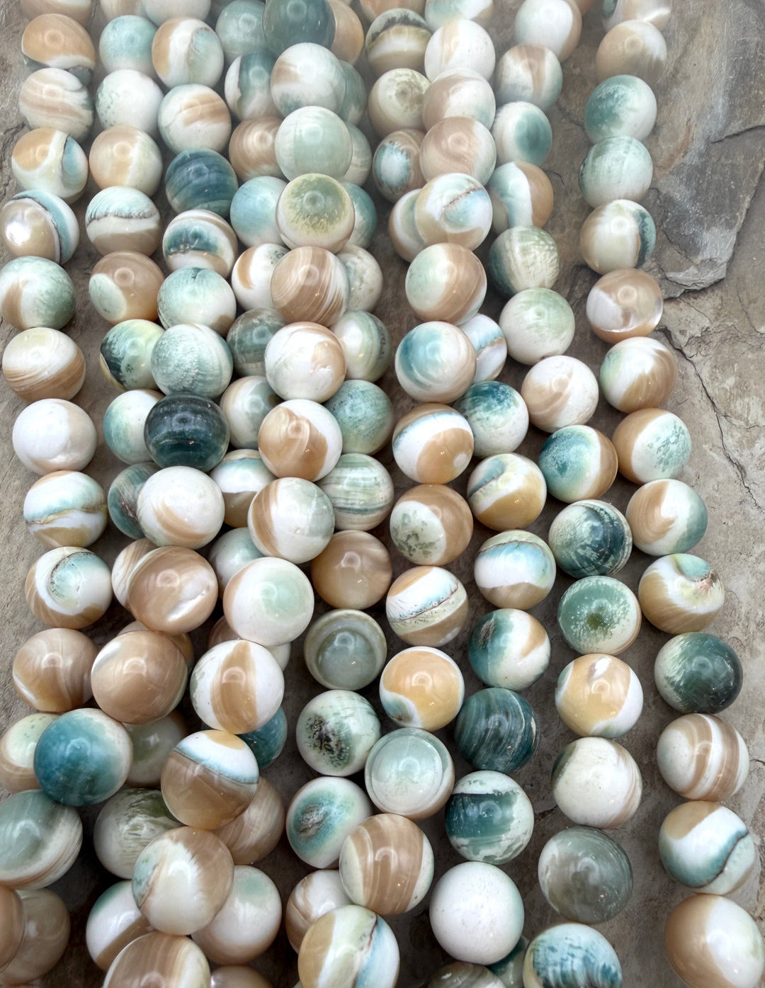Turbo Marmoratus Shell 8mm Beads ONE 16 Inch Strand