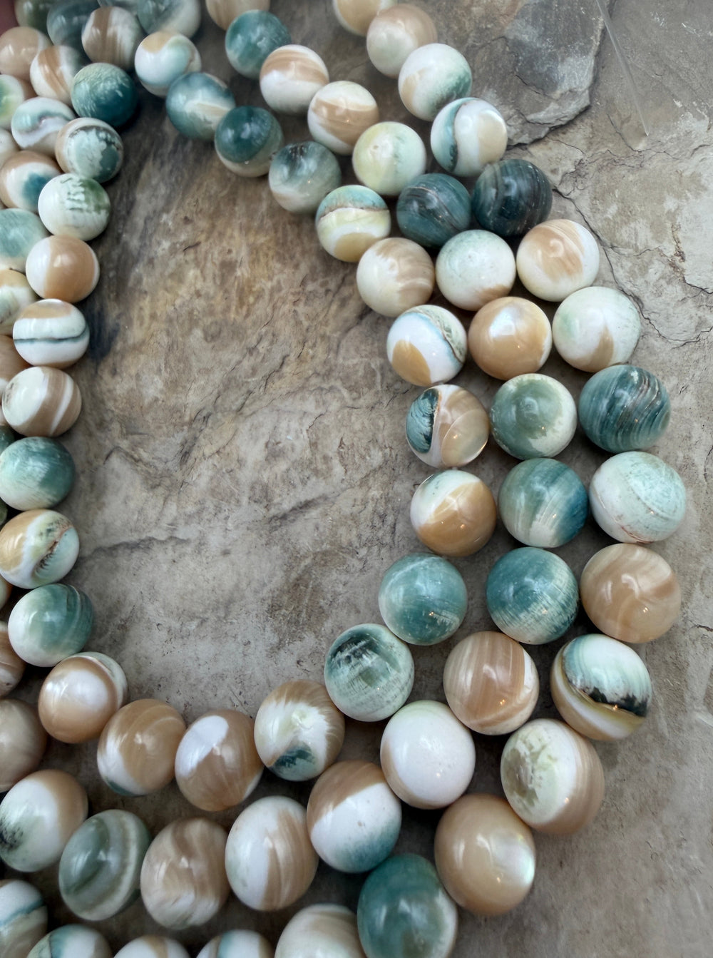 Turbo Marmoratus Shell 8mm Beads ONE 16 Inch Strand
