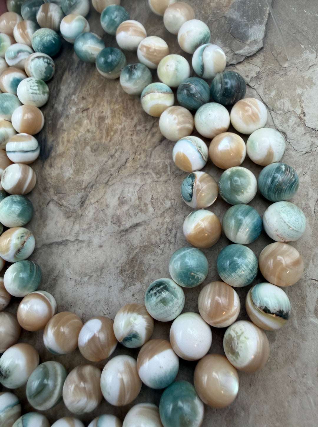 Turbo Marmoratus Shell 8mm Beads ONE 16 Inch Strand