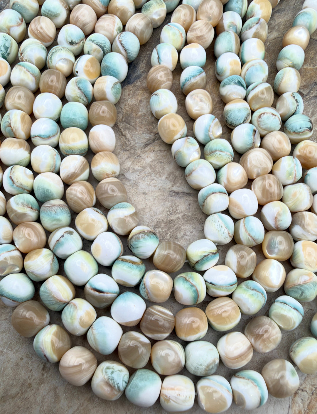 Turbo Marmoratus Shell 8mm Drum Shaped Beads ONE 15 Inch