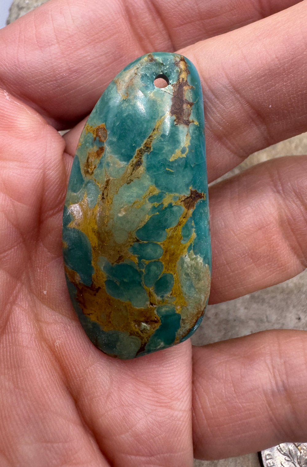 Turquoise Focal Pendant Bead Large Hole 22x45mm Turquoise