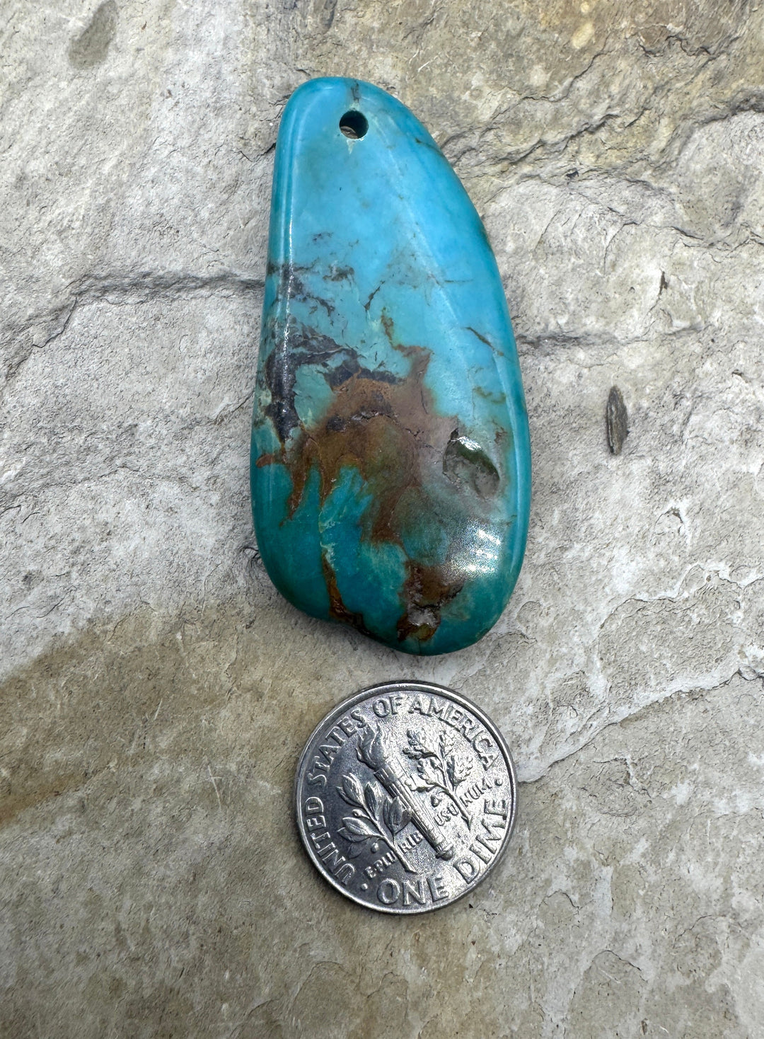 Turquoise Focal Pendant Bead Large Hole 22x45mm Turquoise