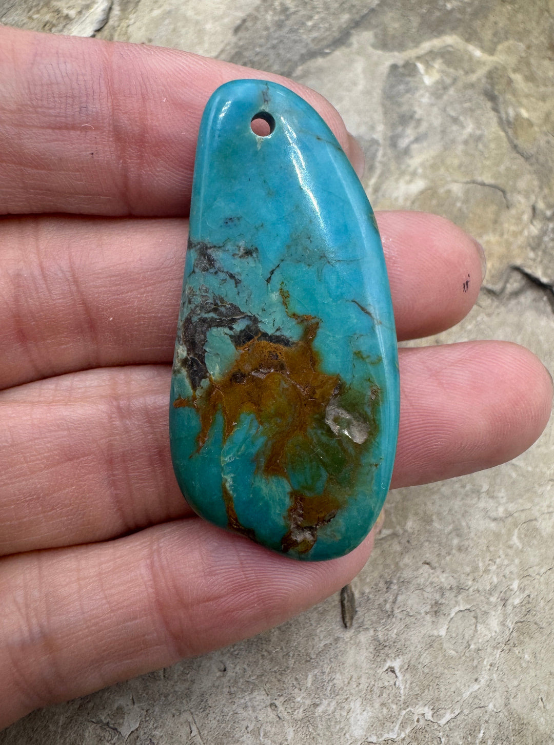 Turquoise Focal Pendant Bead Large Hole 22x45mm Turquoise