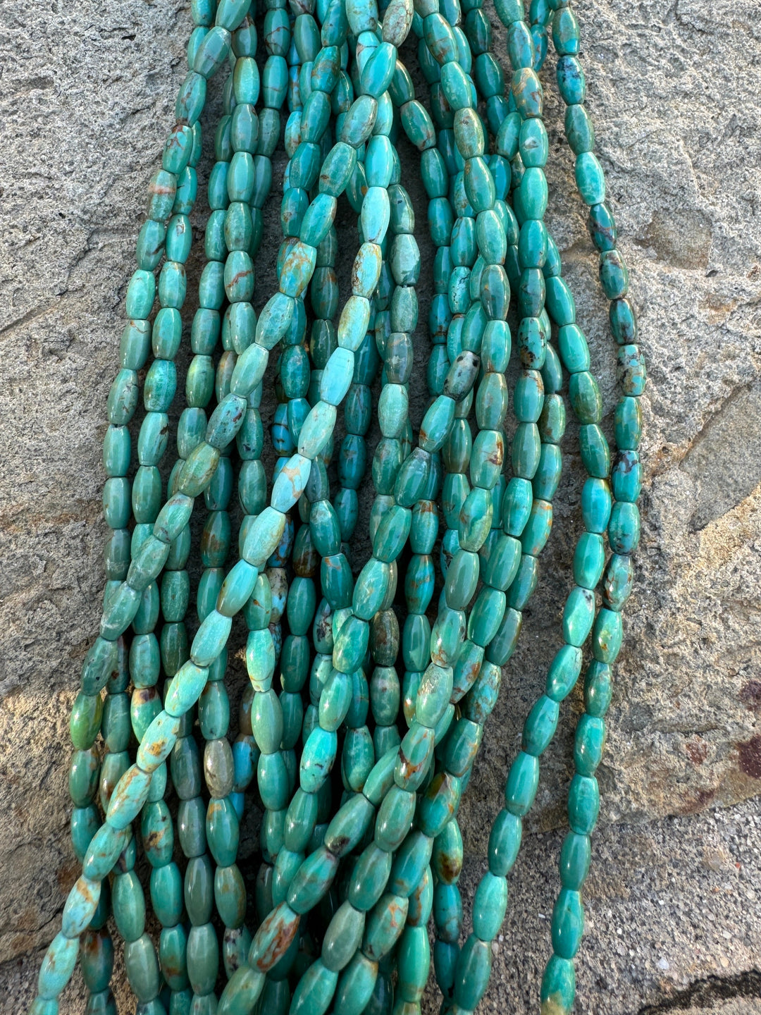 Tyrone Turquoise (New Mexico) 3-6mm Rice Shaped Beads 16