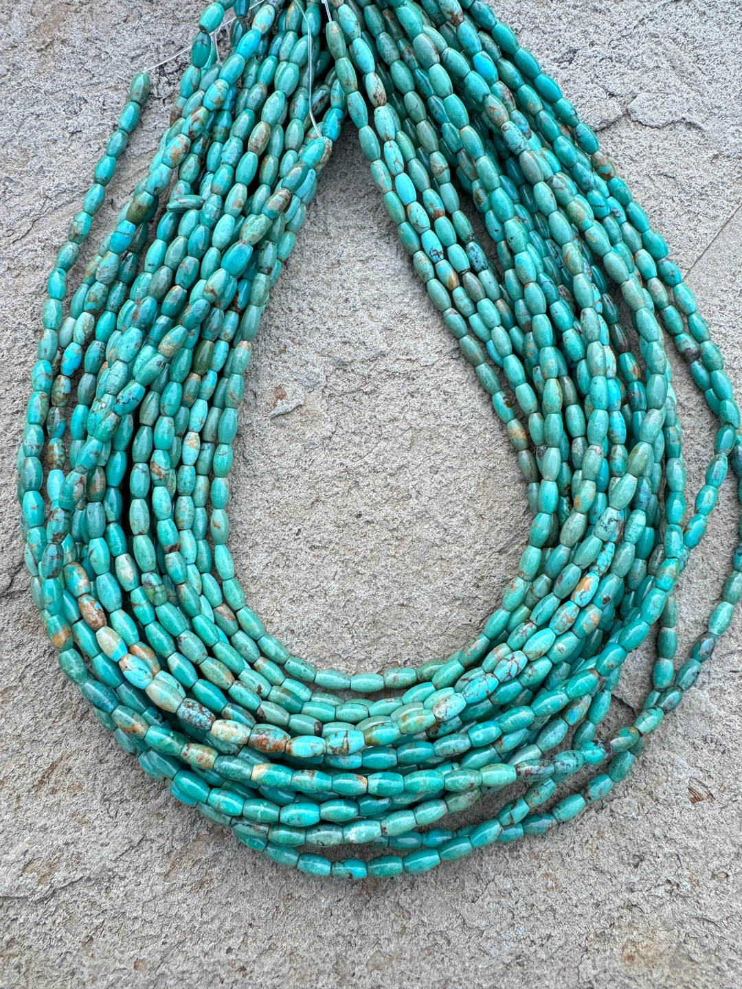 Tyrone Turquoise (New Mexico) 3-6mm Rice Shaped Beads 16