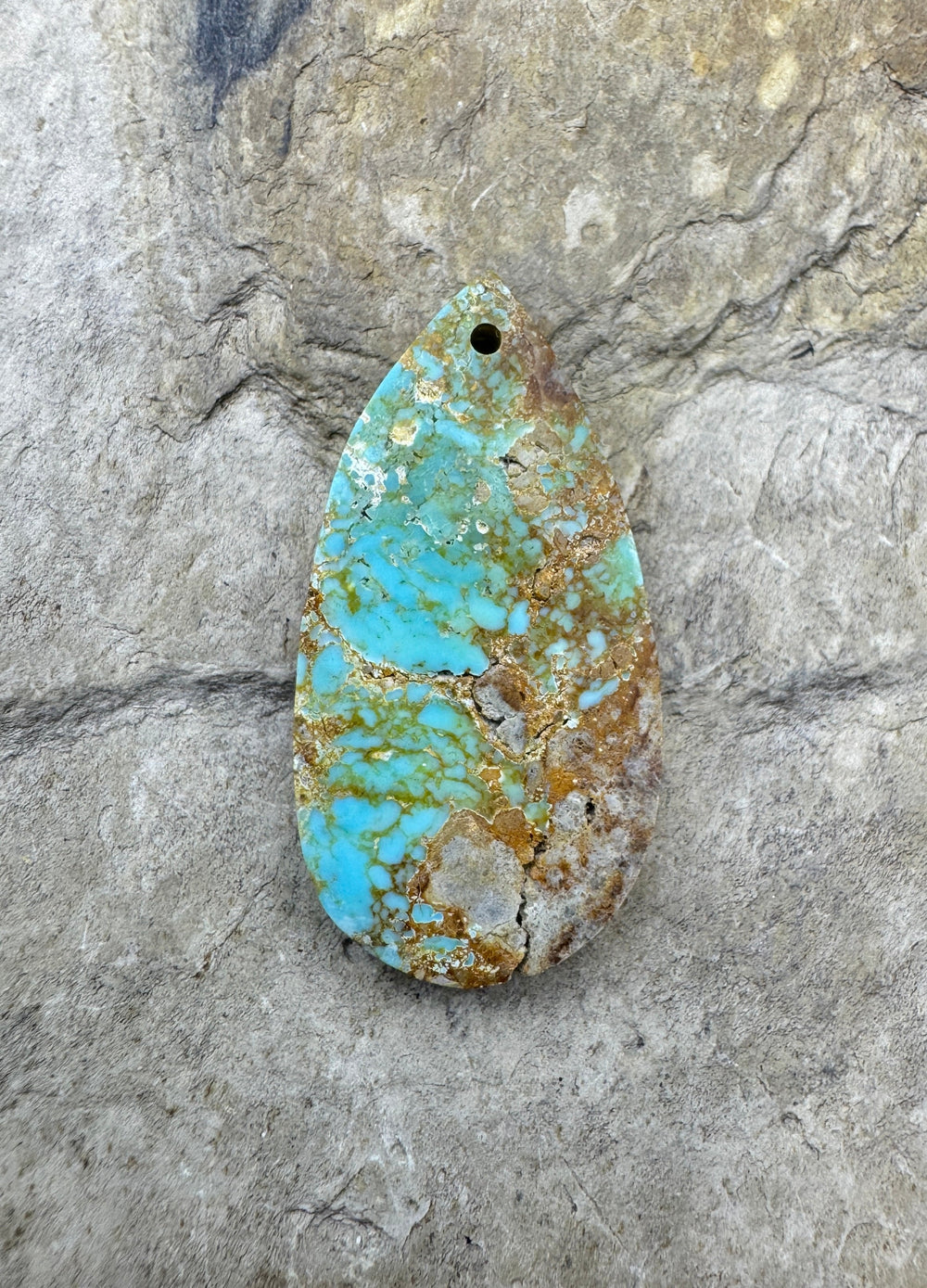 Tyrone Turquoise (New Mexico) Focal Pendant Bead 14x29mm