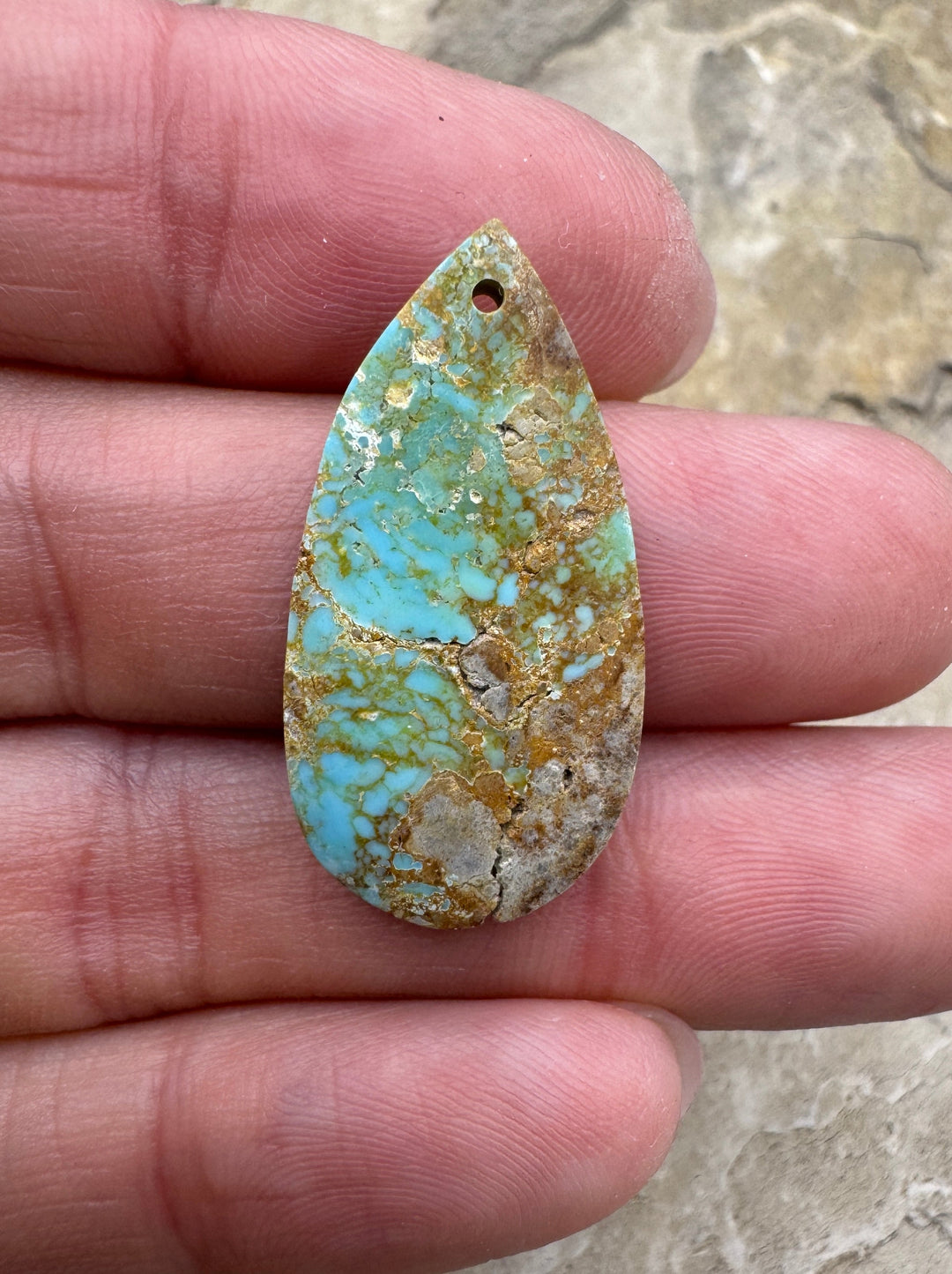Tyrone Turquoise (New Mexico) Focal Pendant Bead 14x29mm
