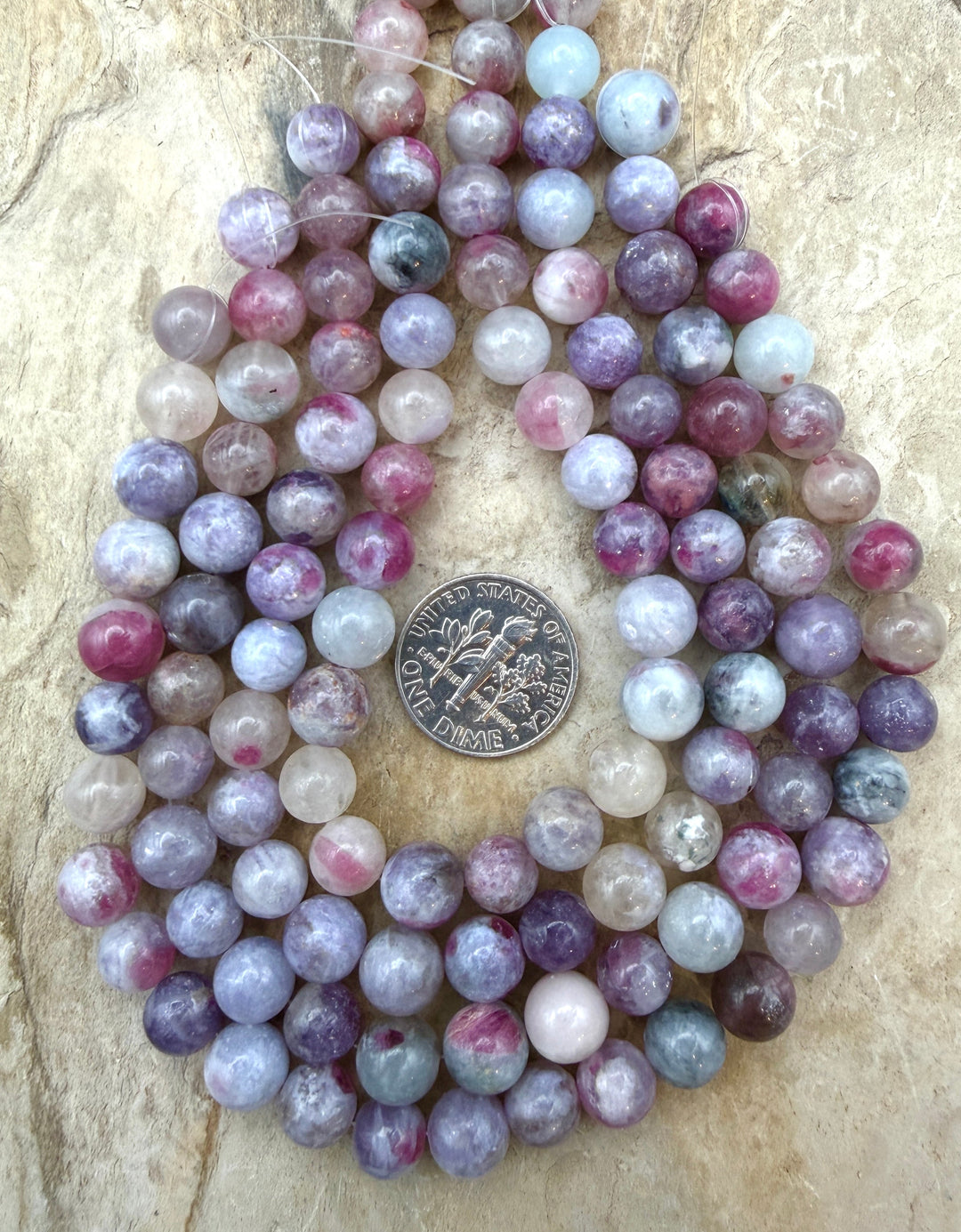 Unicorn Stone 7mm Round Beads ONE 8 inch strand - Tourmaline