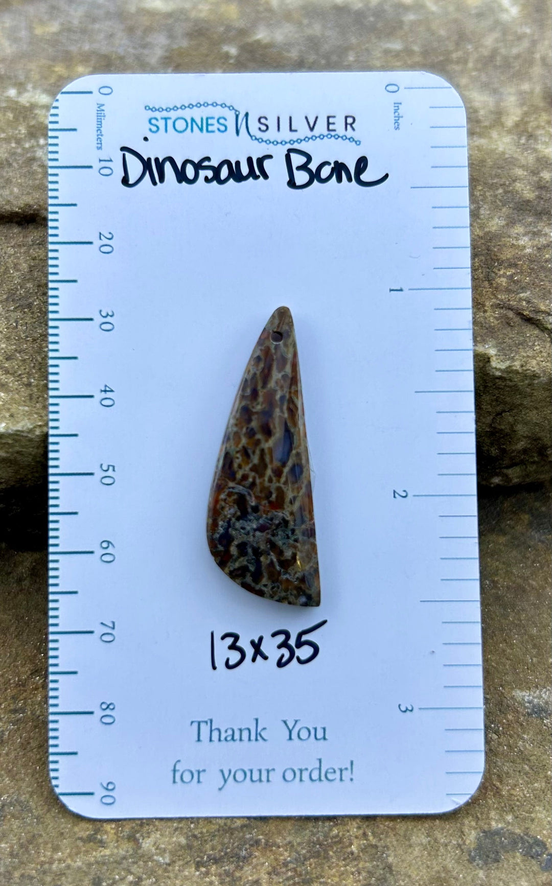 Utah Dinosaur Bone Focal Pendant Bead 13x35mm - Dinosaur