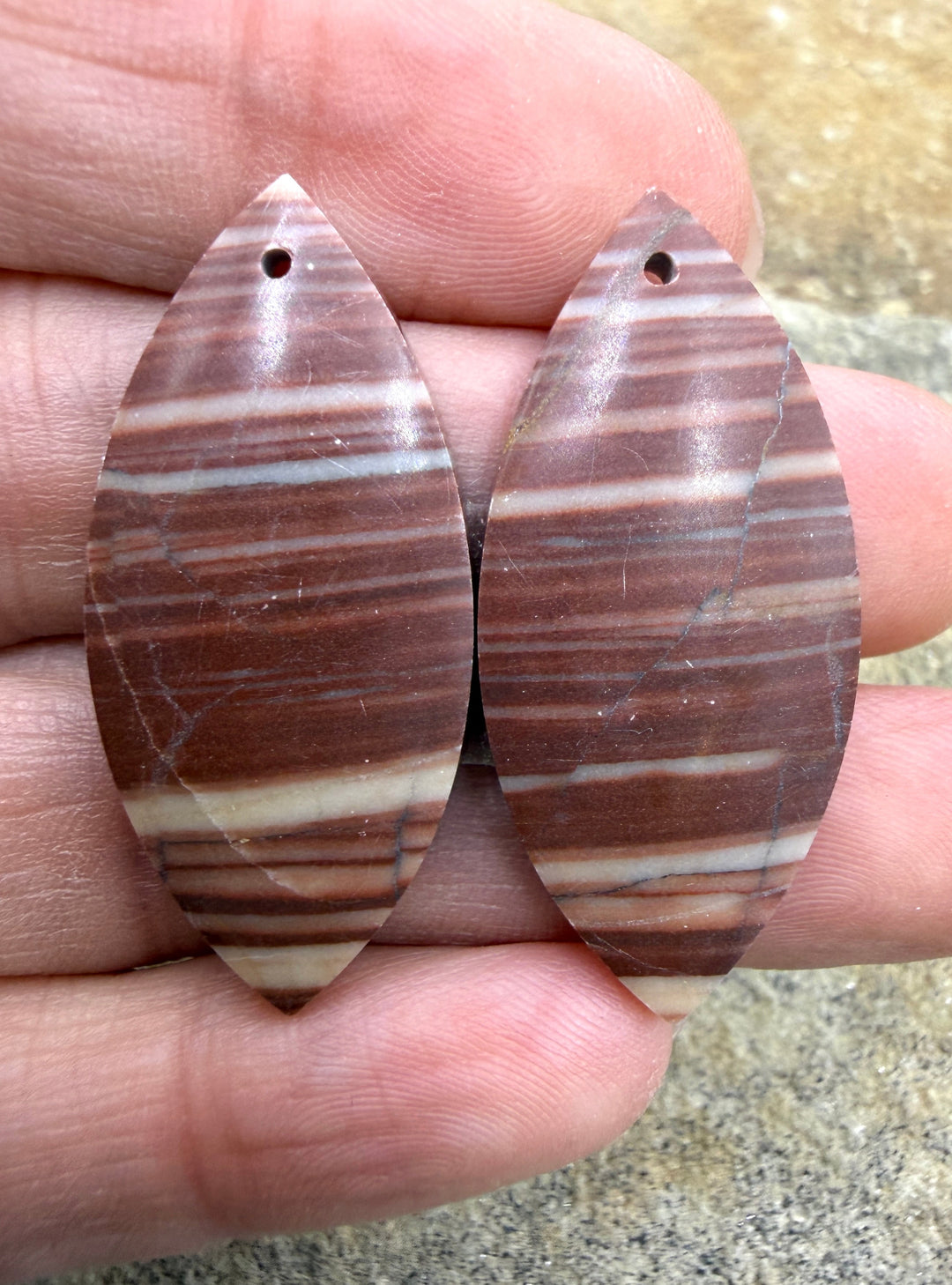 Utah Wonderstone BIG Matching Earring Slab Bead Pair