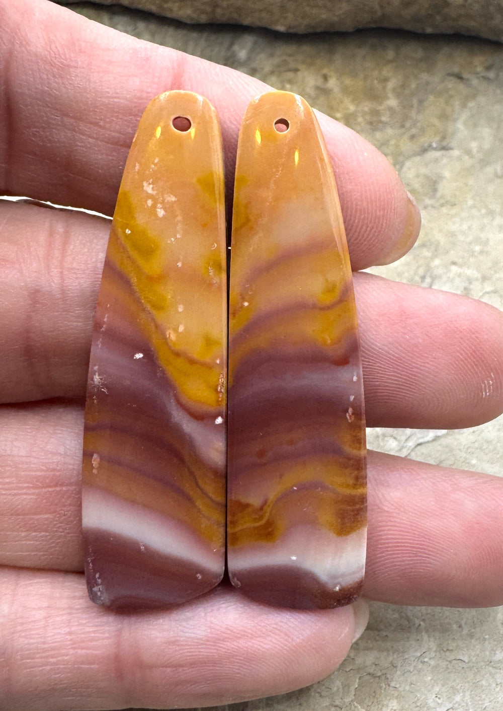 Utah Wonderstone Huge Matching Earring Slab Bead Pair