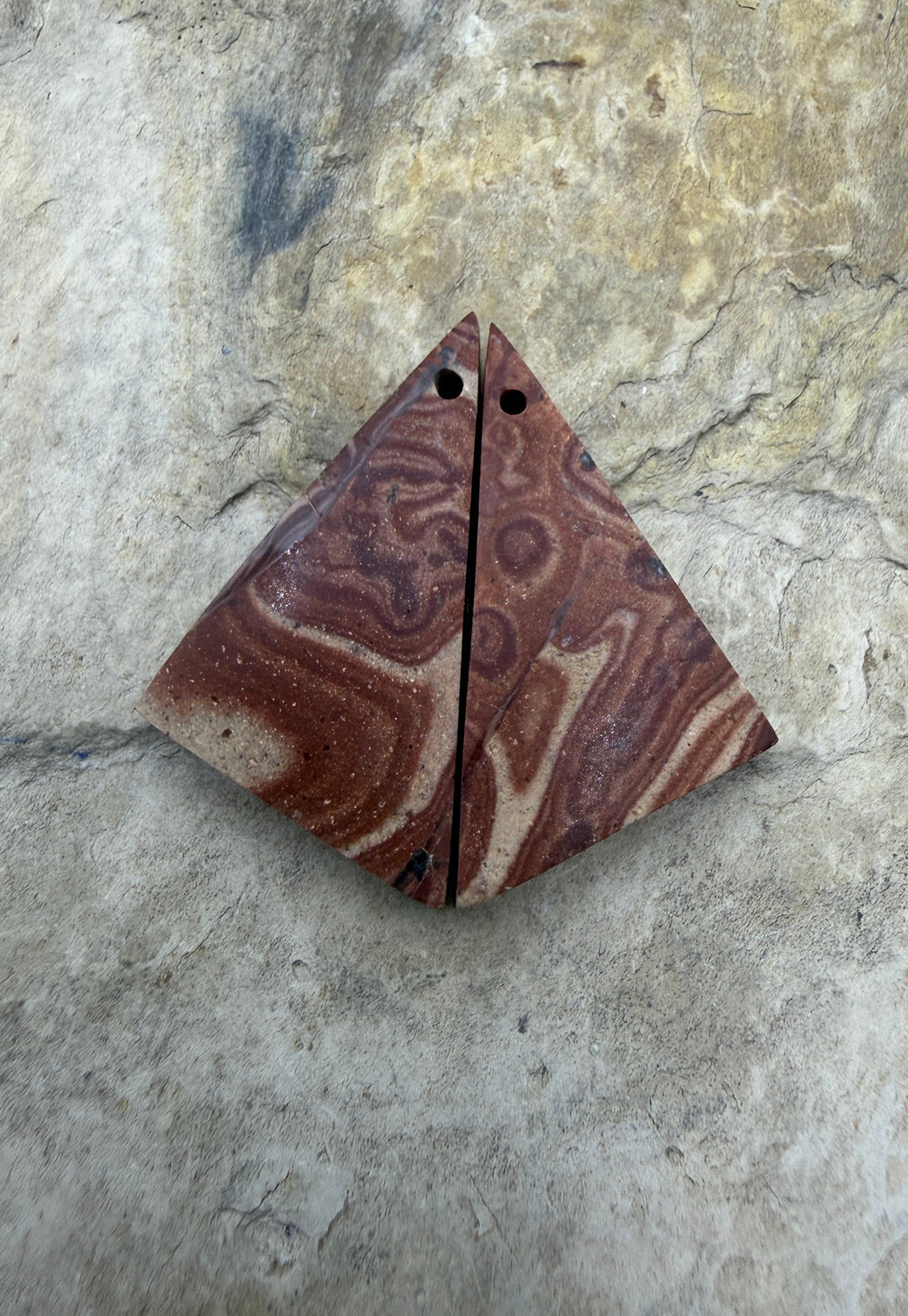 Utah Wonderstone Huge Matching Earring Slab Bead Pair