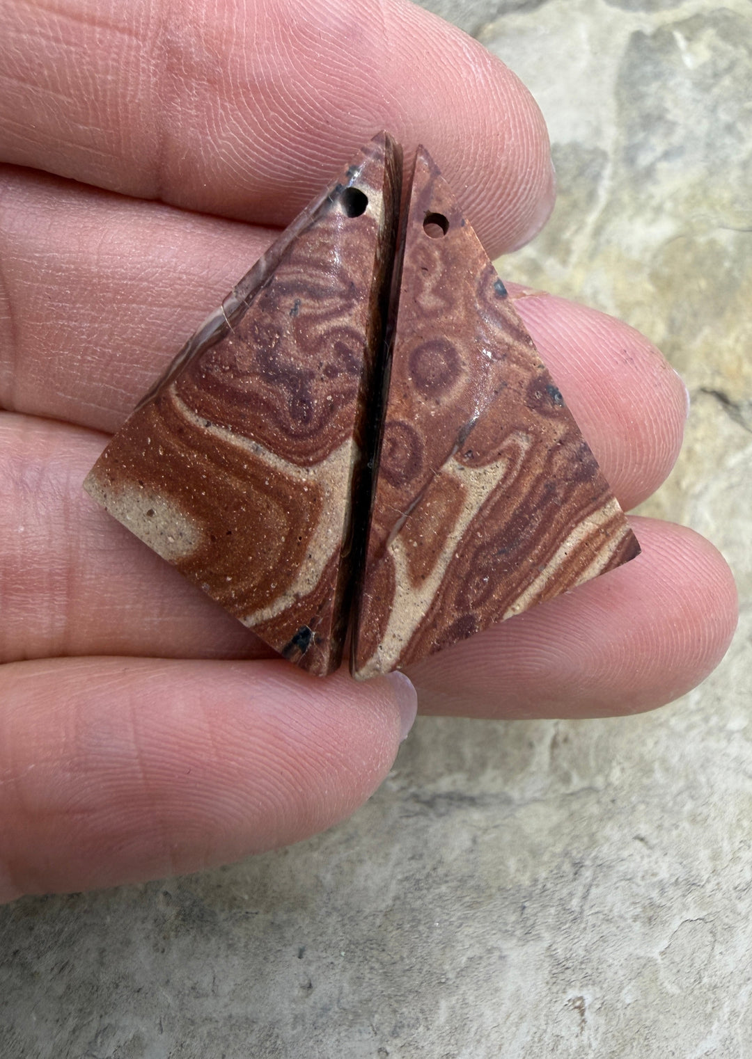 Utah Wonderstone Huge Matching Earring Slab Bead Pair