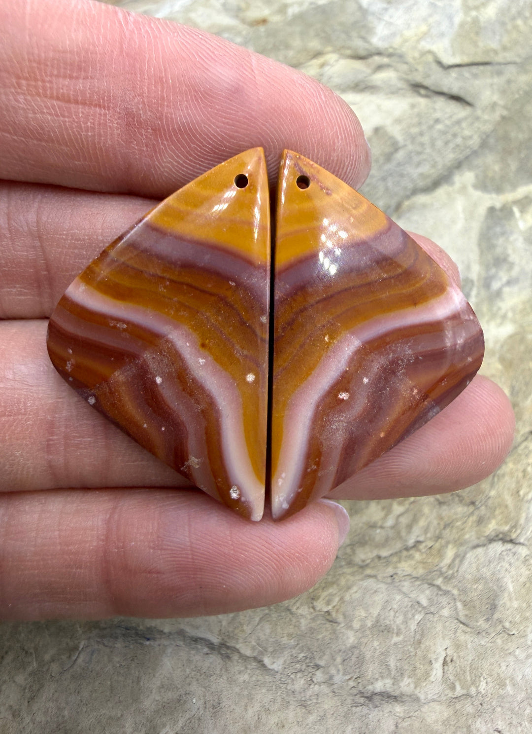 Utah Wonderstone Huge Matching Earring Slab Bead Pair