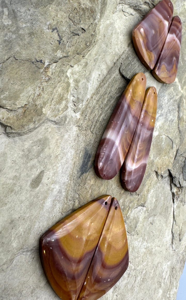 Utah Wonderstone Huge Matching Earring Slab Bead Pair