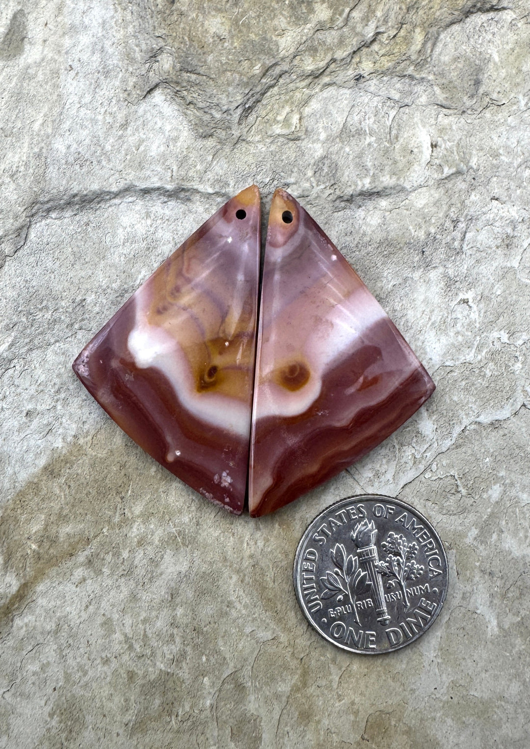 Utah Wonderstone Matching Earring Slab Bead Pair 21x39mm