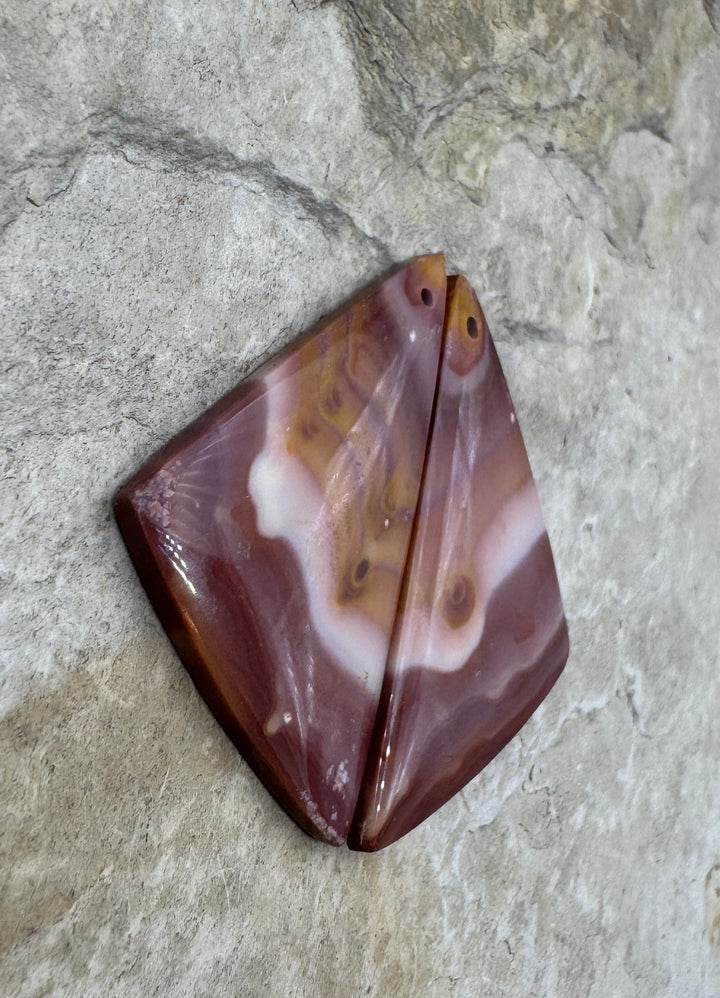 Utah Wonderstone Matching Earring Slab Bead Pair 21x39mm