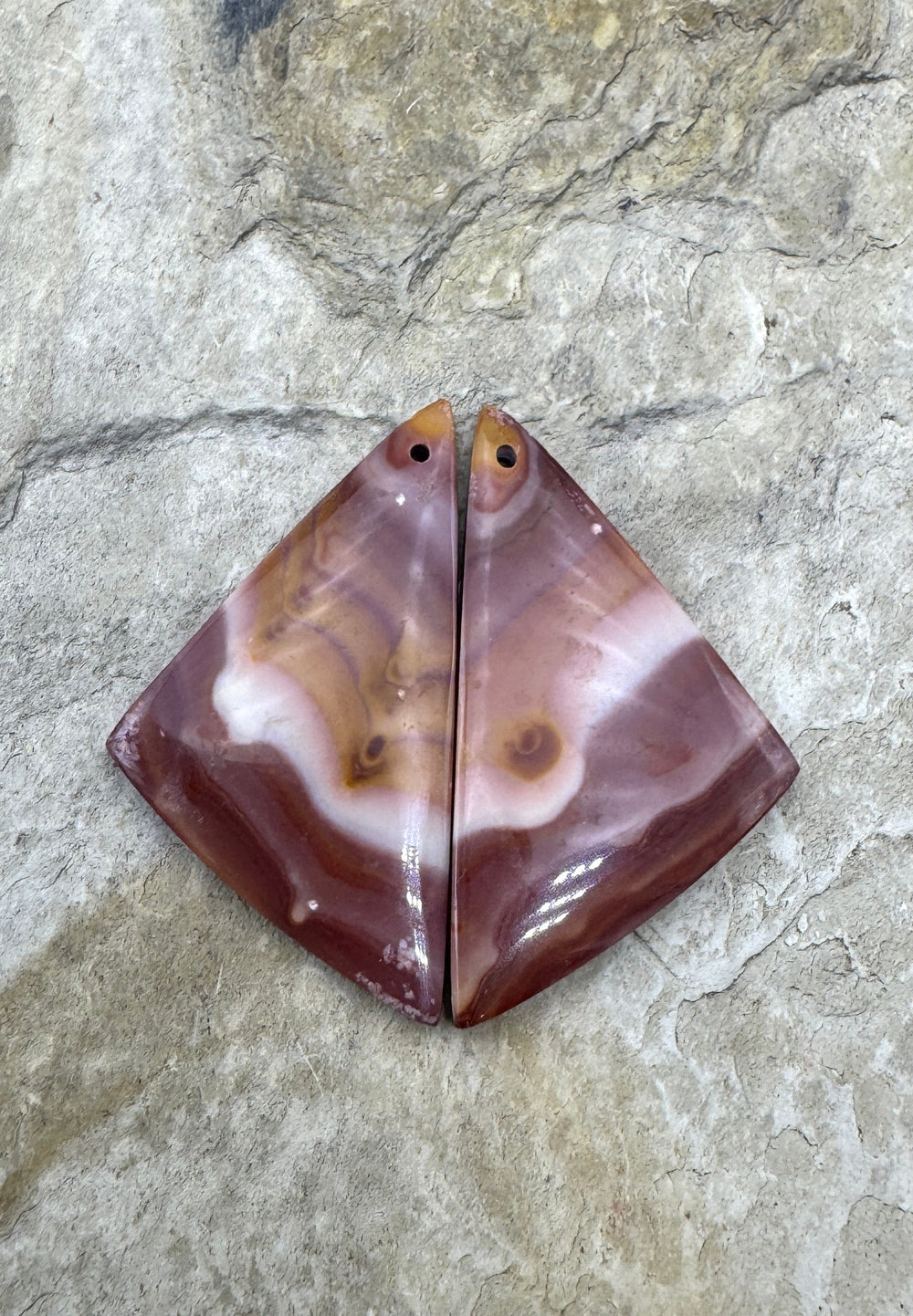 Utah Wonderstone Matching Earring Slab Bead Pair 21x39mm