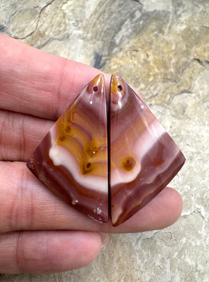 Utah Wonderstone Matching Earring Slab Bead Pair 21x39mm