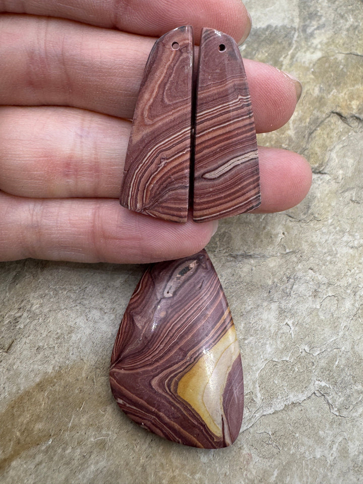 Utah Wonderstone Matching Focal Pendant Earring Slab Bead