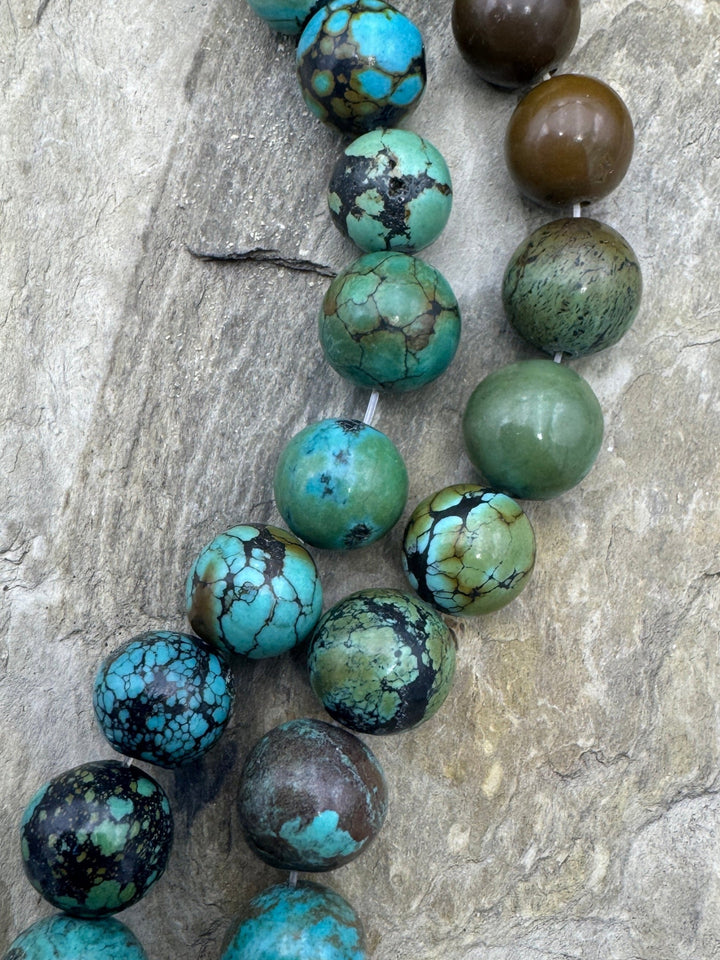 Vintage/High Grade Hubei Turquoise (China) 12mm Round Beads