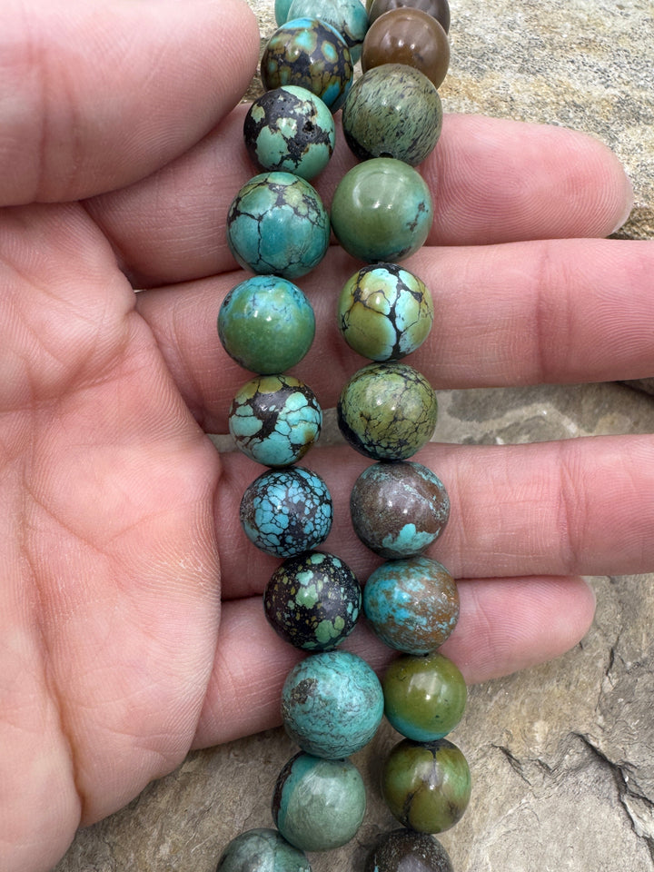 Vintage/High Grade Hubei Turquoise (China) 12mm Round Beads