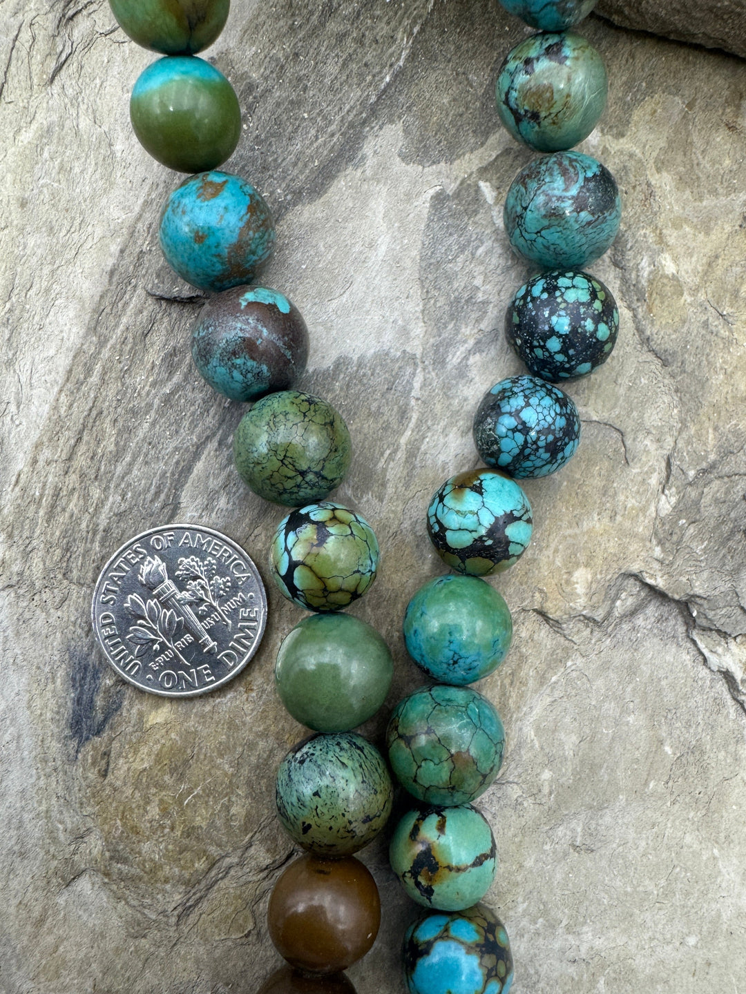 Vintage/High Grade Hubei Turquoise (China) 12mm Round Beads