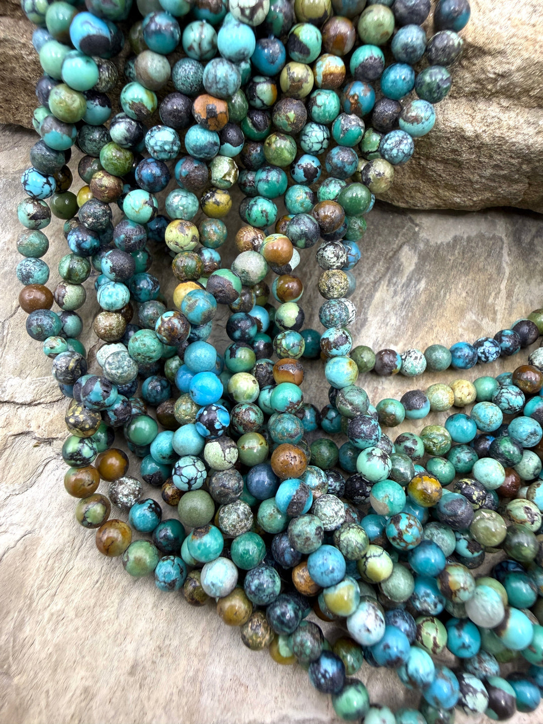 Vintage Hubei Turquoise (China) 4mm Round Heishi 8 Inch