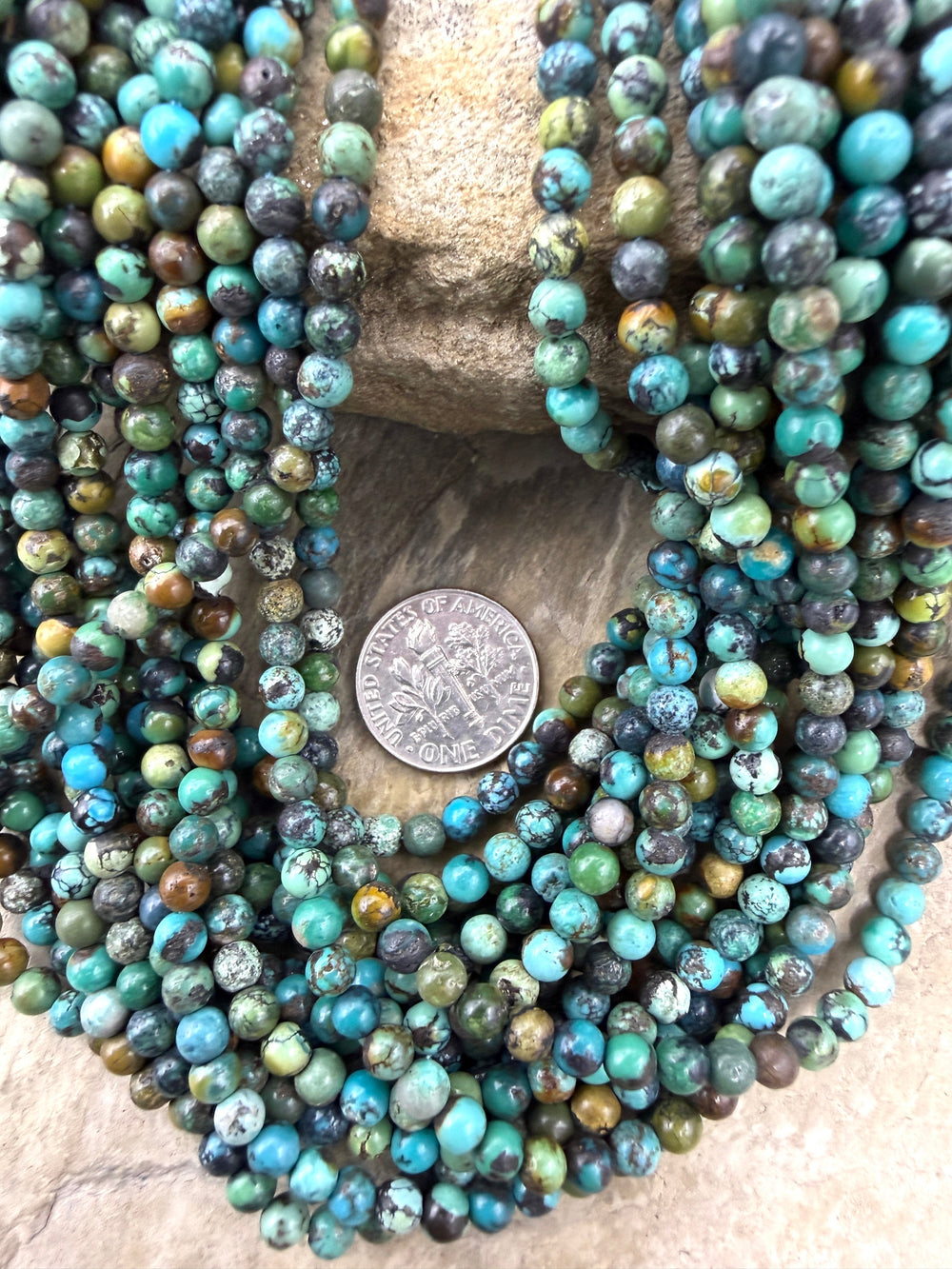 Vintage Hubei Turquoise (China) 4mm Round Heishi 8 Inch
