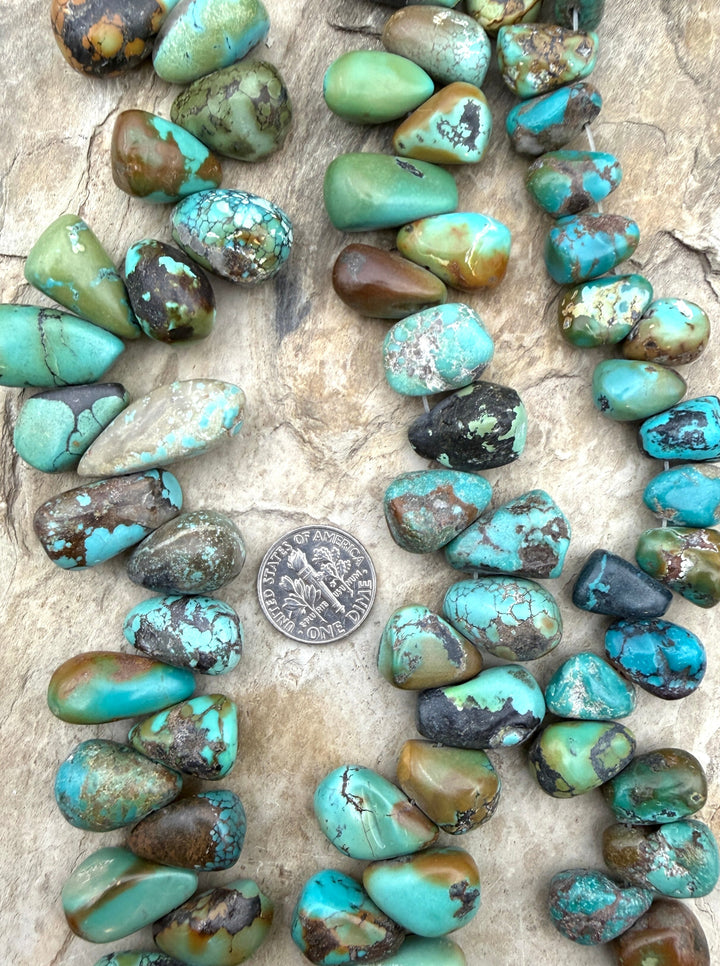 Vintage Hubei Turquoise Chunky Teardrop Nugget Beads